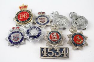 8 x Police Cap Badges Inc. Kings Crown - Birkenhead Borough - Bristol Etc //