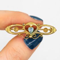 9ct gold antique paste heart brooch (1.9g)