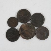 Collection of cartwheel pennies and halfpennies //