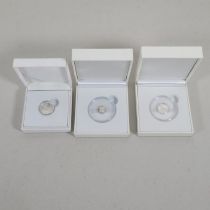 3x boxed silver sovereigns //