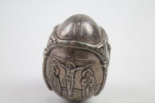 stamped .999 fine silver religious iconography decorative egg //