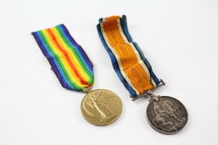 WW.I Medal Pair & Original Ribbons Named. 33901 Pte. W. Wood Border Regt. //