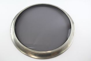 1950s Harrods Sheffield Pewter & Smoked Glass Round Serving Tray //