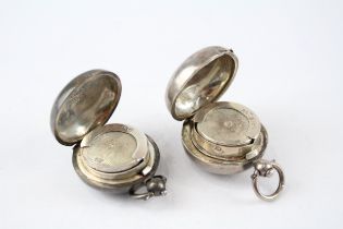 2 x Antique 1899 Birmingham Sterling Silver Single Sovereign Cases (40g)//In antique condition Signs