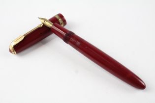 Vintage PARKER Duofold Burgundy Fountain Pen w/ 14ct Gold Nib WRITING //Dip Tested & WRITING In
