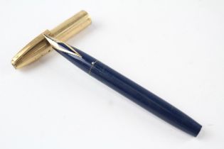 Vintage SHEAFFER Imperial Navy Fountain Pen w/ 14ct Gold Nib, Gold Plate Cap Etc//Dip Tested &