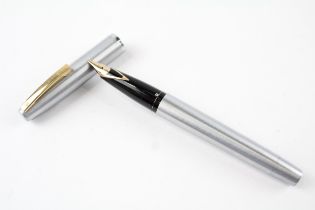 Vintage SHEAFFER Imperial Brushed Steel Fountain Pen w/ 14ct Gold Nib WRITING//Dip Tested &