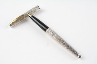 Vintage SHEAFFER Lady Sheaffer Silver Tone Fountain Pen w/ 14ct Gold Nib WRITING//Dip Tested &