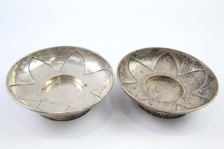 2 x Antique / Vintage .900 Chinese Silver Trinket / Candle Holders (163g)//Diameter - 10.6cm XRF