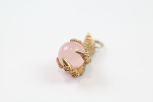 9ct gold rose quartz dragon claw pendant (4.2g)