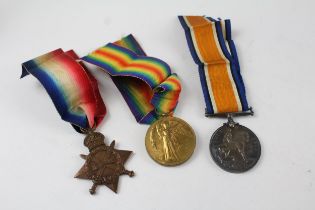 WW.I 1914-15 Star Trio Named. T-3370 Pte. N. Ogden A.S.C W/ Original Ribbons //