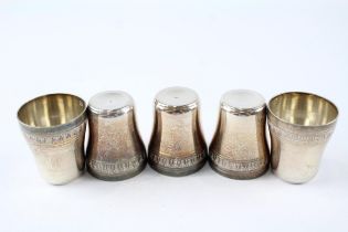 5 x Vintage .950 Silver Shot Drinking Glasses (78g) //Height - 4.2cm In vintage condition Signs of