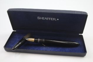 Vintage SHEAFFER Balance Brown Fountain Pen w/ 14ct Gold Nib WRITING Boxed//Dip Tested & Writing