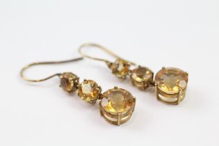 9ct gold citrine drop earrings (4g)