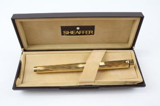 Vintage SHEAFFER Targa Gold Plated Fountain Pen w/ 14ct Gold Nib WRITING//Dip Tested & Writing In