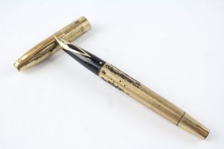 Vintage SHEAFFER Targa Gold Plated Fountain Pen w/ 14ct Gold Nib WRITING //Dip Tested & Writing In