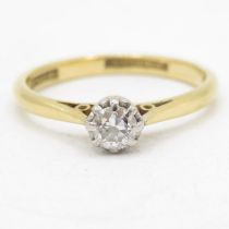 18ct gold platinum set diamond solitaire ring (2.4g) Size M