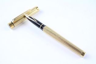 Vintage SHEAFFER Targa Gold Plated Fountain Pen w/ 14ct Gold Nib WRITING // Dip Tested & WRITING