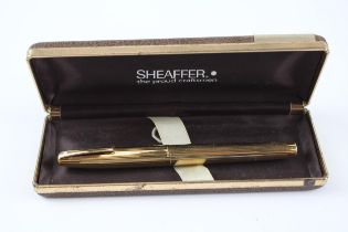 Vintage SHEAFFER Imperial Gold Plated Fountain Pen w/ 14ct Gold Nib WRITING Box // Dip Tested &