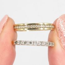 2x half eternity rings, 1x with diamonds and 1x with CZ (2g) Size L + M 1/2
