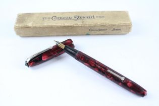 Vintage CONWAY STEWART 15 Burgundy FOUNTAIN PEN w/ 14ct Nib WRITING Boxed // w/ Personal Engraving