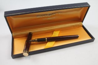 Vintage WATERMAN Ideal Burgundy Fountain Pen w/ 18ct Gold Nib WRITING Boxed // Dip Tested &