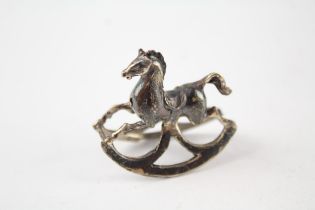 Antique / Vintage Stamped .925 STERLING SILVER Miniature Rocking Horse 10g // Maker - Unidentifiable