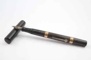 Vintage WATERMAN Ideal Brown Fountain Pen w/ 14ct Nib, 9ct Gold Banding (14g) // Dip Tested &