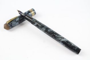 Vintage CONWAY STEWART 388 Navy FOUNTAIN PEN w/ 14ct Gold Nib WRITING // Dip Tested & WRITING In