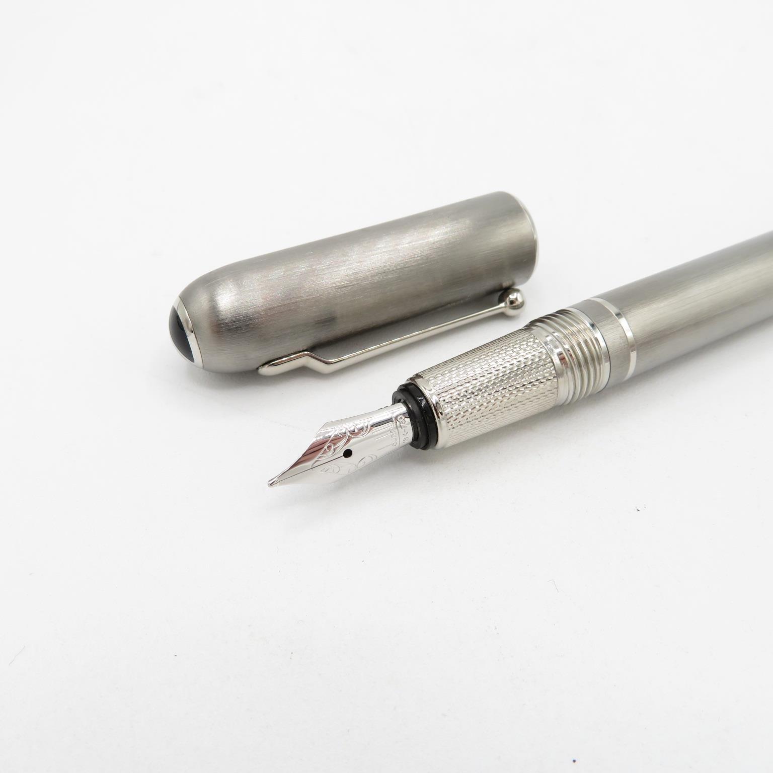 Dunhill Boxed AD2000 Fountain Pen with 18ct white gold nib in as new condition with all paperwork // - Image 3 of 11