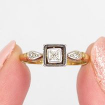 18ct gold vintage diamond ring (2.3g) Size O