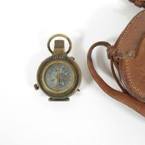 Military compass with leather carrying pouch and straps //
