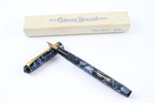 Vintage CONWAY STEWART 388 Navy FOUNTAIN PEN w/ 14ct Nib WRITING Boxed // Dip Tested & WRITING In