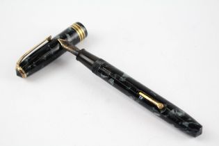 Vintage CONWAY STEWART 58 Navy FOUNTAIN PEN w/ 14ct Gold Nib WRITING // Dip Tested & WRITING In