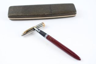 Vintage SHEAFFER Snorkel Burgundy Fountain Pen w/ Chalk Mark, Steel Nib, Box // w/ Chalk Mark, Steel