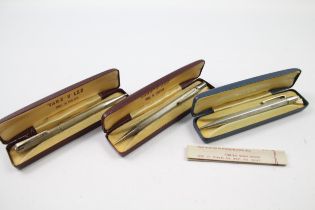 3 x Vintage .925 Sterling Silver YARD O LED Propelling Pencils Boxed (69g) // Inc Personal
