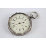 STERLING SILVER Gents Centre Seconds Chronograph POCKET WATCH Key-wind WORKING // STERLING SILVER