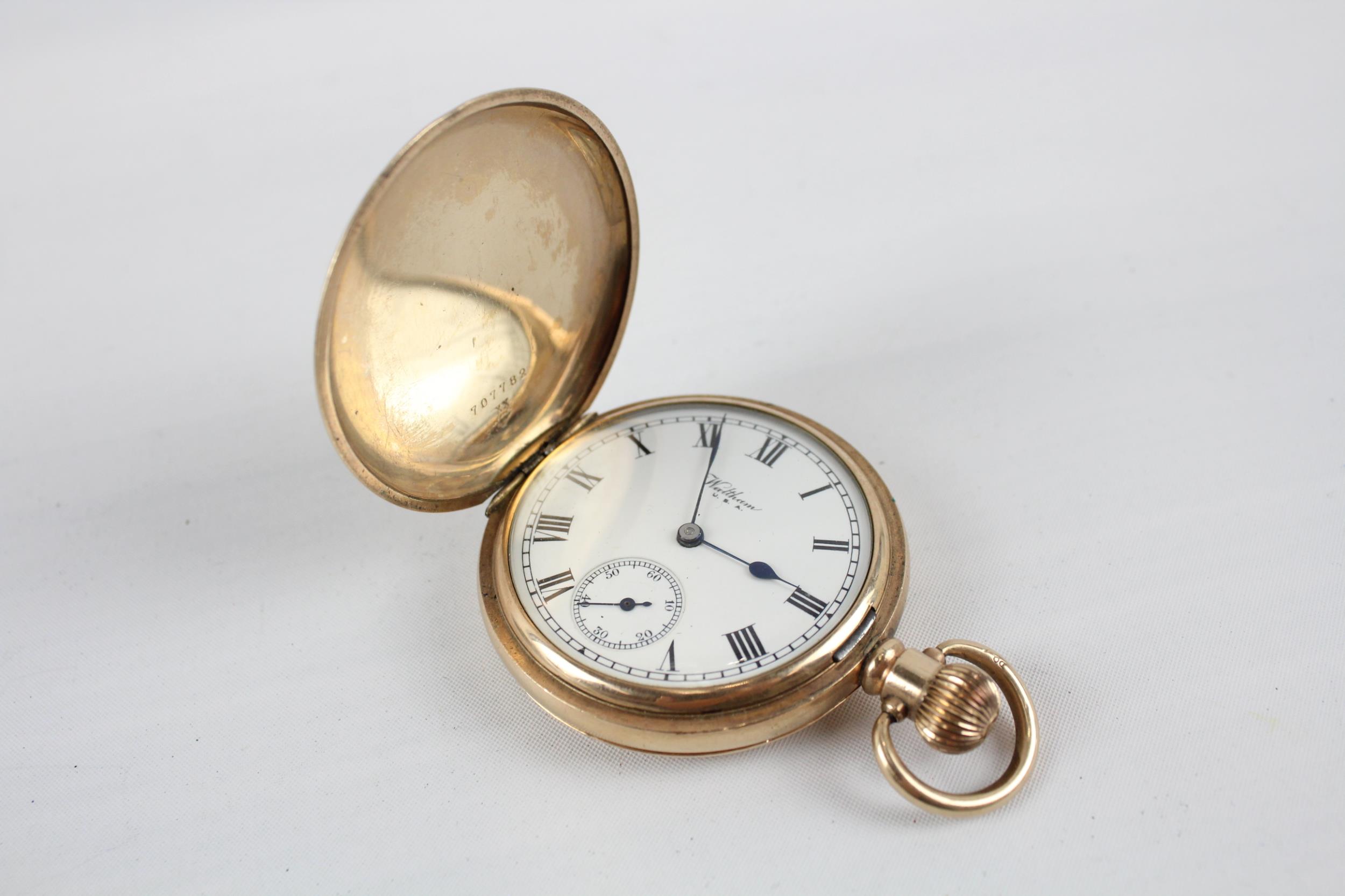 WALTHAM Gents Vintage Rolled Gold Full Hunter POCKET WATCH Hand-wind WORKING // WALTHAM Gents