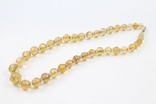 9ct gold clasp hand faceted citrine & rock crystal graduated single strand necklace (42.6g)