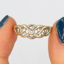 9ct gold diamond single stone openwork ring (2g) Size S