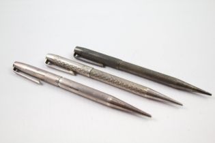 3 x Vintage .925 Sterling Silver YARD O LED Propelling Pencils Inc Writing 81g // In vintage