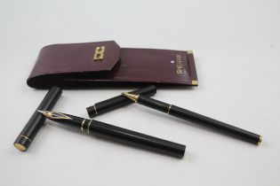Vintage SHEAFFER Targa Matte Black Fountain Pen w/ 14ct Gold Nib, Felt Pen Etc // w/ 14ct Gold