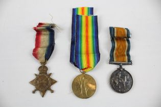 WW1 1914-15 Star Trio & Original Ribbons Named 15870 Pte. J. Wright York & Lancs // WW1 1914-15 Star