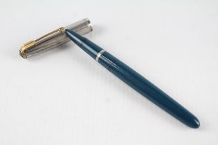 Vintage PARKER 51 Teal Fountain Pen w/ Rolled Silver Cap WRITING // Dip Tested & WRITING In