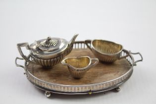 4 x Antique Edwardian 1905 Birmingham Sterling Silver Miniature Tea Set (27g) // Maker - Levi &