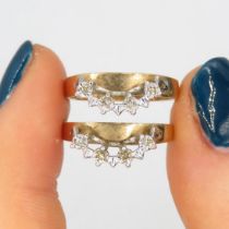 9ct gold diamond stacking rings in pair (3.7g) Size N