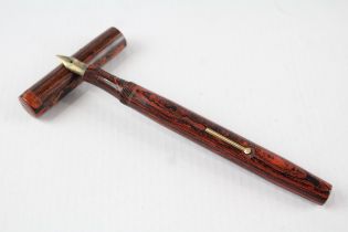 Vintage MABIE TODD Swan Self Filler Wood Effect Fountain Pen w/ 14ct Nib WRITING // Dip Tested &