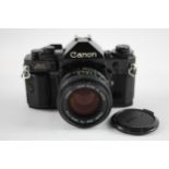 Canon A-1 SLR FILM CAMERA All Black Model w/ Canon FD 50mm F/1.4 Lens WORKING // Canon A-1 SLR