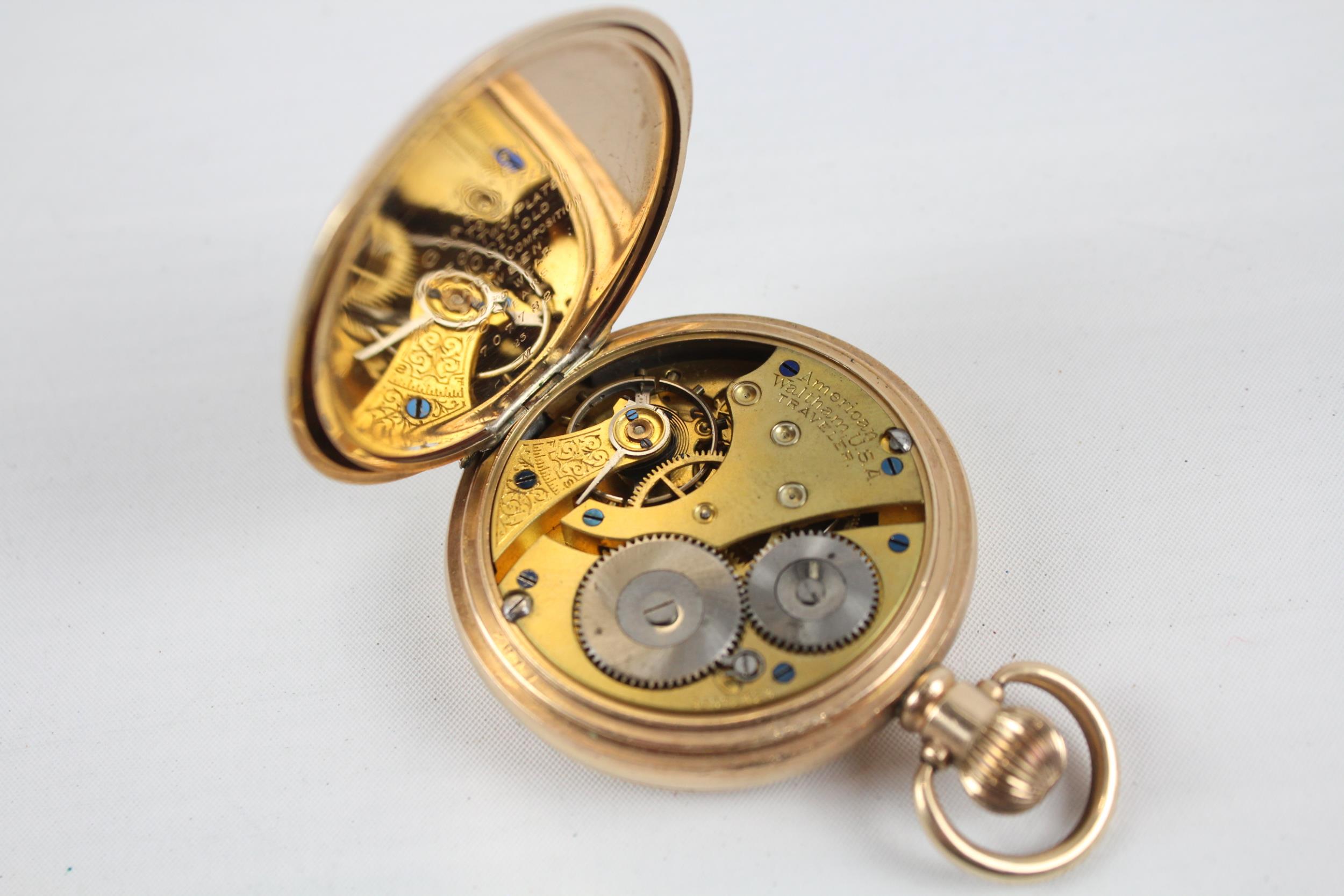 WALTHAM Gents Vintage Rolled Gold Full Hunter POCKET WATCH Hand-wind WORKING // WALTHAM Gents - Image 3 of 4