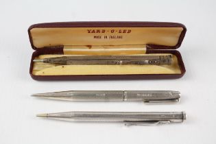 3 x Vintage .925 Sterling Silver YARD O LED Propelling Pencils Inc Boxed (71g) // Inc Personal